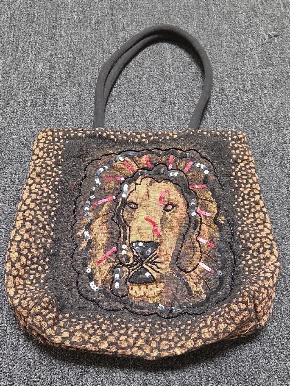 Made in india lion sequin tote